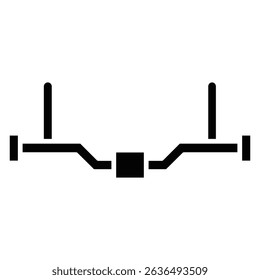 car anti roll bar icon Flat outline fill black and white