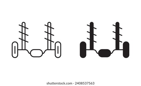car anti roll bar outline icon collection or set. car anti roll bar Thin vector line art