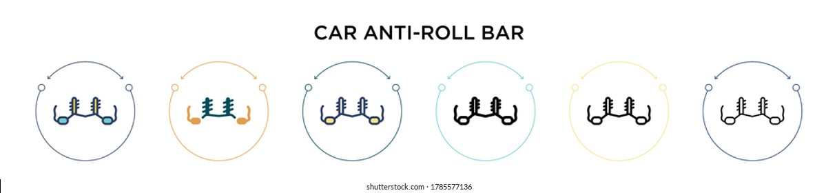 Car anti-roll bar icon in filled, thin line, outline and stroke style. Vector illustration of two colored and black car anti-roll bar vector icon design can be used for mobile, ui, web