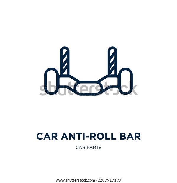 car anti-roll bar icon from car parts collection.\
Thin linear car anti-roll bar, auto, old outline icon isolated on\
white background. Line vector car anti-roll bar sign, symbol for\
web and mobile
