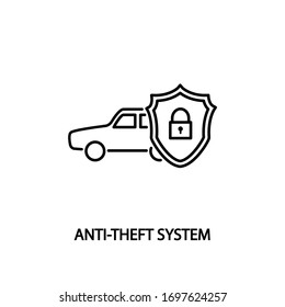 Car anti-theft system line icon. Vector illustrations to indicate product categories in the online auto parts store. Insurance,