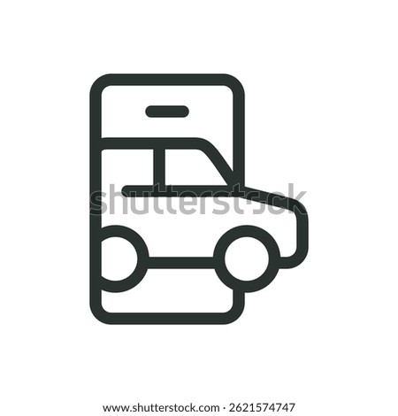 Car app line icon, mobile phone application with car vector symbol with editable stroke