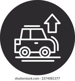 Car with up arrow Inverted Circle Design Icon