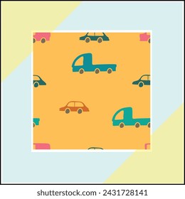 Ilustración de arte de coche patrón sin fisuras, todo sobre impresión