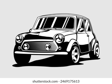 car artwork vector, transportation vector, vehicle, vector, automotive illustration, mini cooper editable vector art template