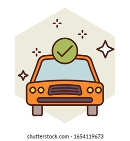 Car Assure Concept, Auto Check Concept, Perfect Driving Vehicle Vector Icon Design, Quality Check Pass Automobile Symbol