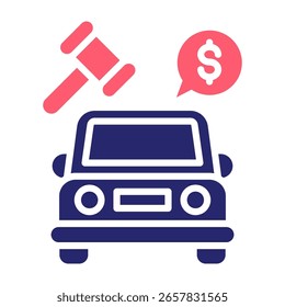 Ícone de leilão de carro Preencher ilustração de vetor
