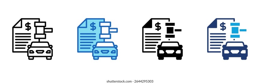 Icono de la subasta del coche Multi Style Ilustración vectorial