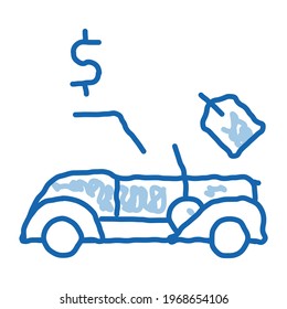 car for auction sketch icon vector. Hand drawn blue doodle line art car for auction sign. isolated symbol illustration