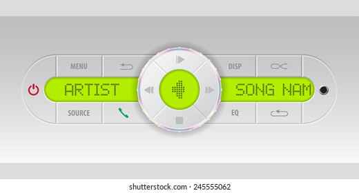 Car audio dashboard with green lcd display