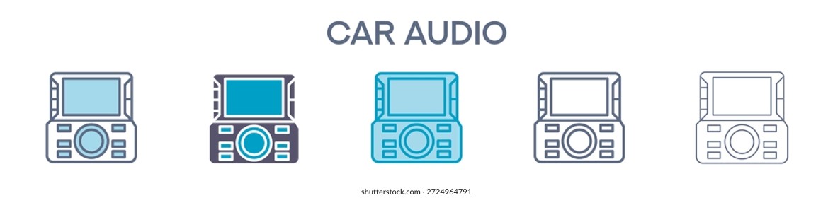 Car Audio Element For Design Graphic - Multi Styles. Vector Illustration Of Two Colored And Black. Multiple Icons Designs Can Be Used For Mobile, Ui, Web
