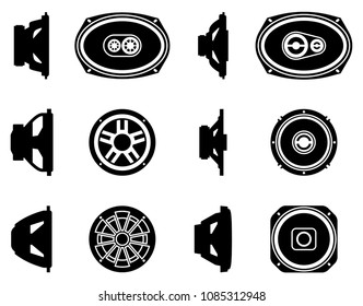 Car audio equipment for music experience. Speaker. Silhouette vector