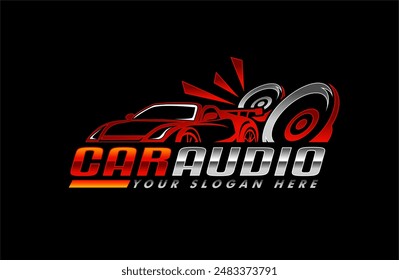 car audio logo silhouette template on black background