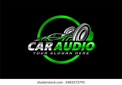 car audio logo silhouette template on black background