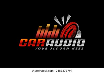 car audio logo silhouette template on black background