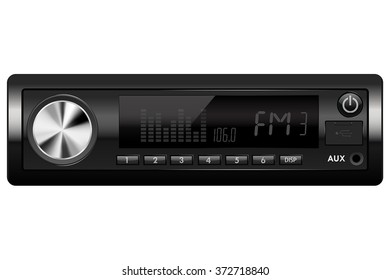 Car audio. Media receiver. Vector illustration isolated on white background