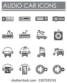 Car audio related icons on background for graphic and web design. Simple illustration. Internet concept symbol for website button or mobile app.