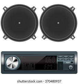 Car audio and speakers. Vector illustration isolated on white background?