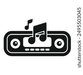 Car audio system playing music with notes icon, car radio symbol in simple style