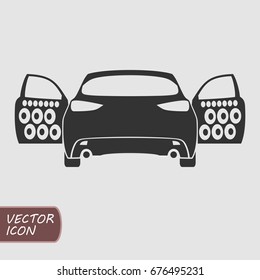 Car Audio System. Vector Flat Icon.