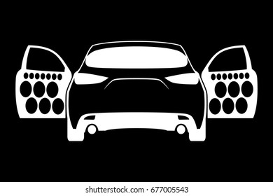 Car audio system. Vector flat icon.