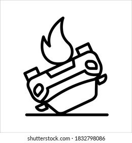 car auto accident icon on white background. editable color