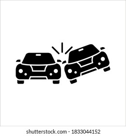 car auto accident icon on white background. editable color