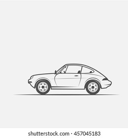 car, auto in black and white style isolated on white background.