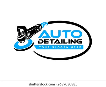 car auto detailing logo emblem design vector template with silhouette polishing tool icon clean professional branding business