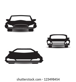 car, auto front view pictogram set vector