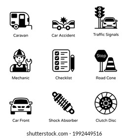 Paquete de Iconos Sólidos para Auto y Auto Parts