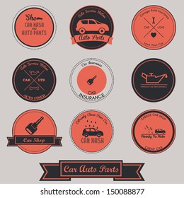 Car Auto Parts Vintage Label Design