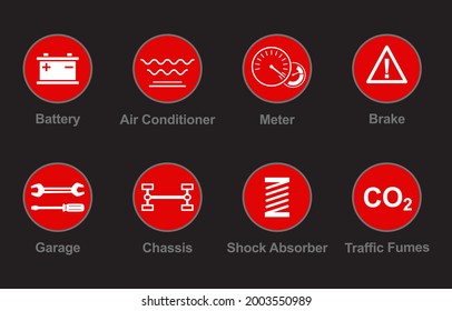 Car Auto Service and Garage Abstract Signs. Design elements with mechanical parts icons. Vector illustration