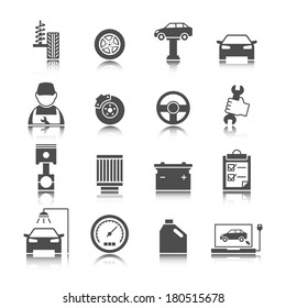 Car auto service icons set of mechanic maintenance engine repair and garage isolated vector illustration