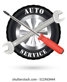 car auto service logo with screwdriver and wrench