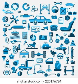 Car auto service set illustrate