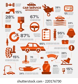 Car auto service set illustrate