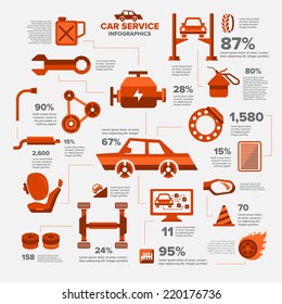Car auto service set illustrate