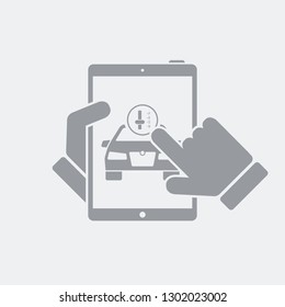 Car with automatic transmission page on web tablet - Flat and isolated vector illustration icon with minimal and modern design