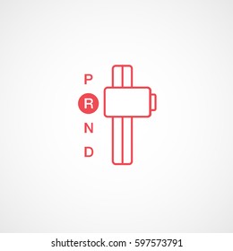 Car Automatic Transmission Red Line Icon On White Background 