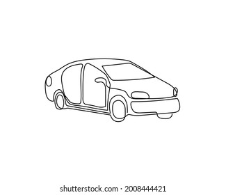 Car, automobile, continuous line drawing. One line art of urban transport, auto.