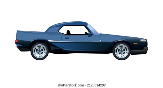 Car automobile evolution flat composition with isolated side view of car on blank background vector illustration
