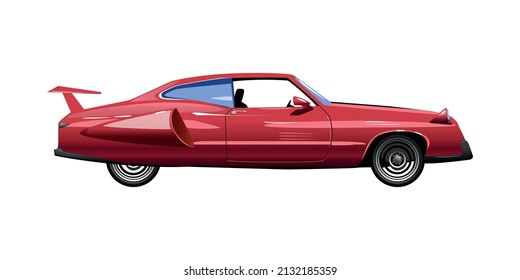 Car automobile evolution flat composition with isolated side view of car on blank background vector illustration