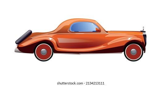 Car automobile evolution flat composition with isolated side view of car on blank background vector illustration