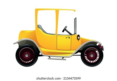 Car automobile evolution flat composition with isolated side view of car on blank background vector illustration