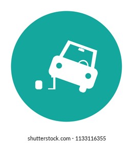 Car automobile repair workshop vector icon, flat tire icon