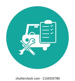 Car automobile repair workshop vector icon checklist blue background