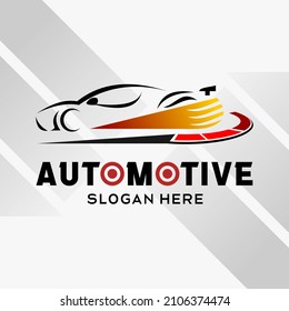 car automotive logo design with creative abstract style in fire and rpm element concept. Fast and Speed logo template vector. automotive logo premium illustration vector