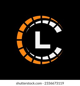 Car Automotive Logo On Letter L Speed Concept. Sport Car Symbol For Cars Service, Cars Repair With Speedometer Icon