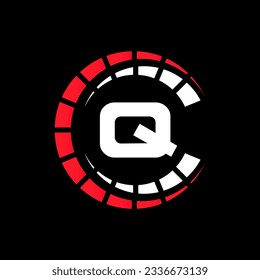 Car Automotive Logo On Letter Q Speed Concept. Sport Car Symbol For Cars Service, Cars Repair With Speedometer Icon
